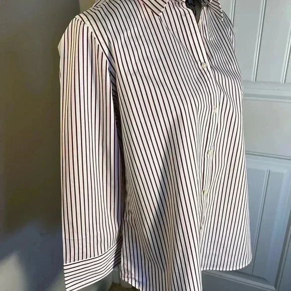 Lauren Ralph Lauren Red and White Striped Button Down Shirt - Picture 4 of 6